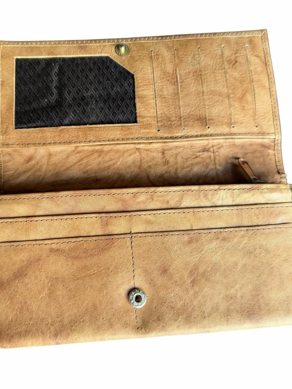 Vintage Cartier Paris Leather Tan Beige Long Continental Flap Wallet 7.5x4in